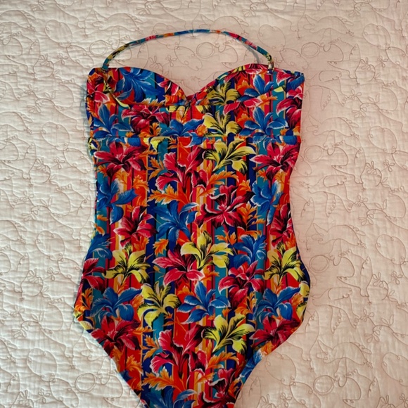 J. Crew tropical print bandeau one-piece swimsuit NWT - Picture 6 of 7